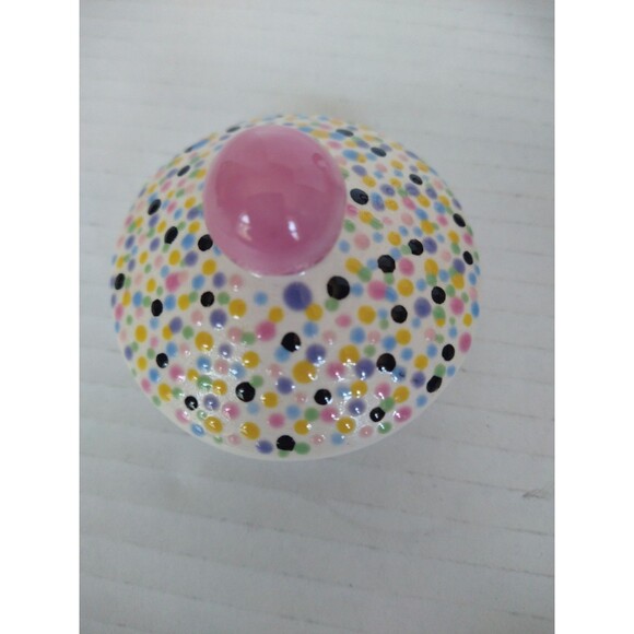 Hand Painted artist sign "Grammy " Tea Set Pot Sugar Bowl Creamer patchwork VTG - Picture 14 of 16